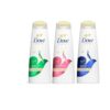 Dove Ultra Care Hair Fall Rescue, Straight and Silky and Intense Repair Shampoo bottles displayed on white background.