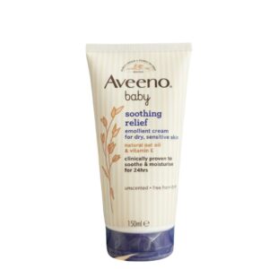 Aveeno Baby Soothing Relief Emollient Cream 150ml for dry and sensitive skin with Natural Oat Oil and Vitamin E.